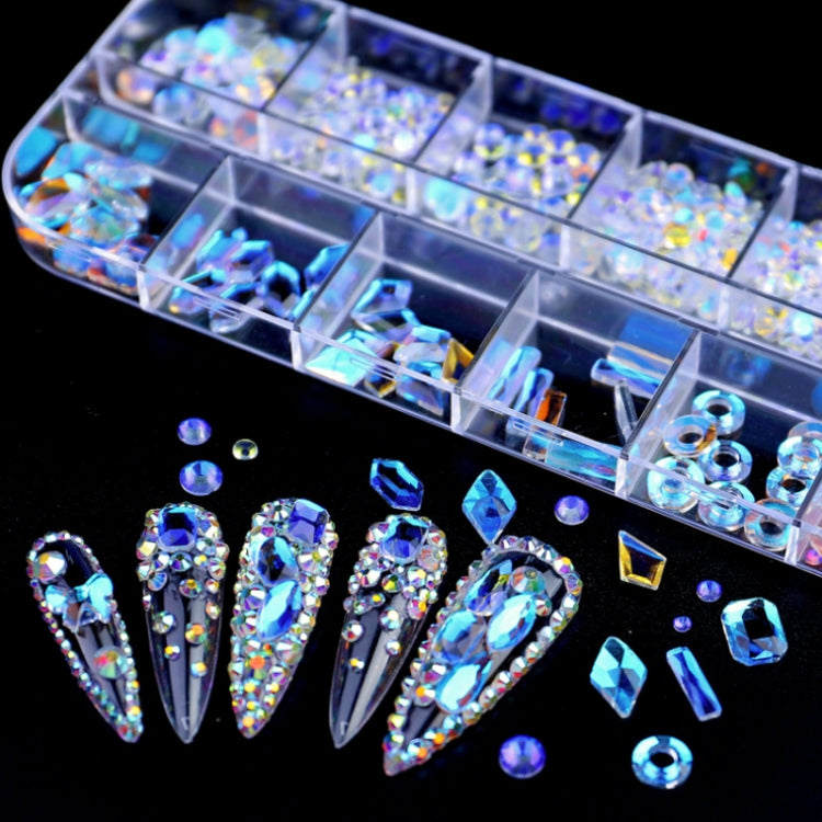 12 Grid Flat Bottom Shaped Nail Rhinestones Nail Decoration, Specification: 16 - free shipping - PMC Jewellery - Order now!