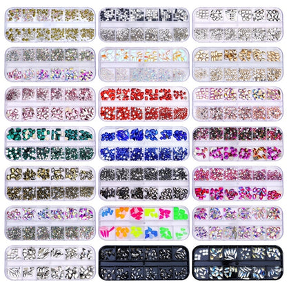 12 Grid Flat Bottom Shaped Nail Rhinestones Nail Decoration, Specification: 19 - Nail Stickers by PMC Jewellery | Online Shopping South Africa | PMC Jewellery | Buy Now Pay Later Mobicred