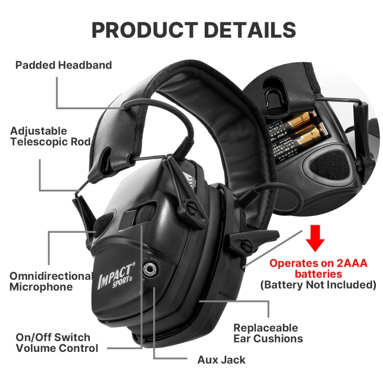 Noise-cancelling Headphones Noise-isolating Earmuffs For Outdoor Work(Black) - Workplace Safety Supplies by PMC TechLife | Online Shopping South Africa | PMC TechLife