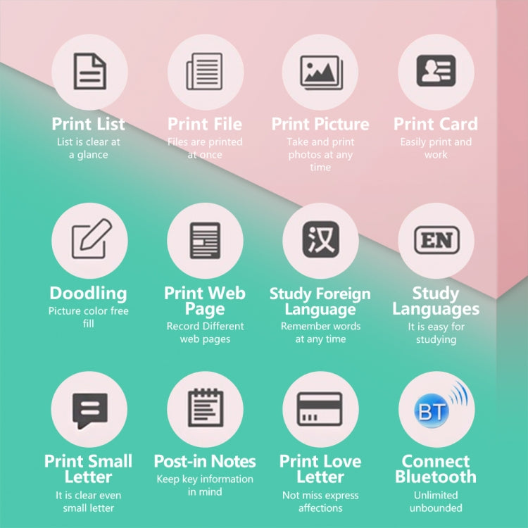 C19 200DPI Student Homework Printer Bluetooth Inkless Pocket Printer Pink - free shipping - PMC TechLife - Order now!