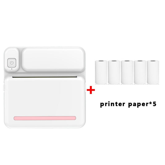 C19 200DPI Student Homework Printer Bluetooth Inkless Pocket Printer Pink Printer Paper x 5 - Printer by PMC Jewellery | Online Shopping South Africa | PMC Jewellery