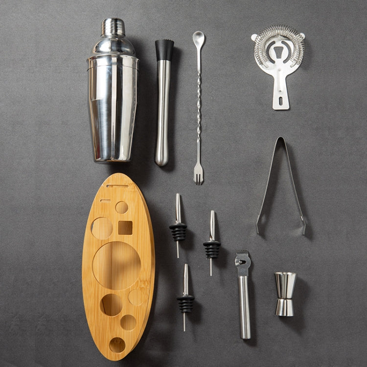 BY-011 11 In 1 Oval Wooden Stand Shaker Set Bartending Tools, Spec: 700ml - Bartending Tools by PMC TechLife | Online Shopping South Africa | PMC TechLife