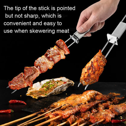 2 PCS Stainless Steel Semi-Automatic Double Head BBQ Fork Outdoor BBQ Tool - Cookwares & Tablewares by PMC Jewellery | Online Shopping South Africa | PMC Jewellery