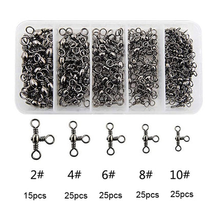 115 PCS / Box Bottle-Shaped Three-Pronged Swivel Stainless Steel Fishing Character Ring - Fishing Hooks by PMC Jewellery | Online Shopping South Africa | PMC Jewellery