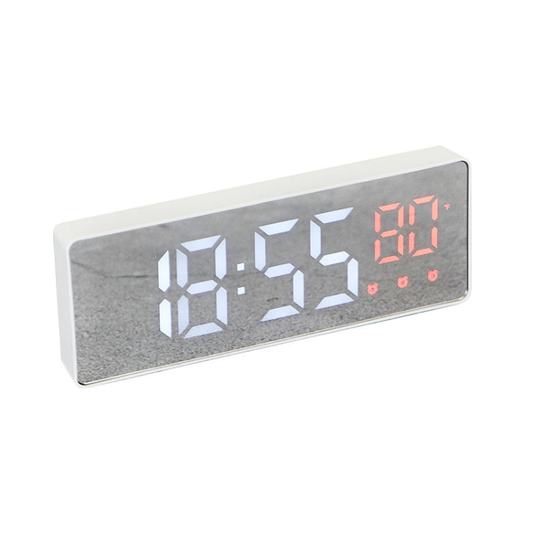0715 Voice-activated LED Mute Date Temperature Display Electronic Clock(White Shell Red Light) - Alarm Clocks by PMc TechLife | Online Shopping South Africa | PMc TechLife | Buy Now Pay Later Mobicred