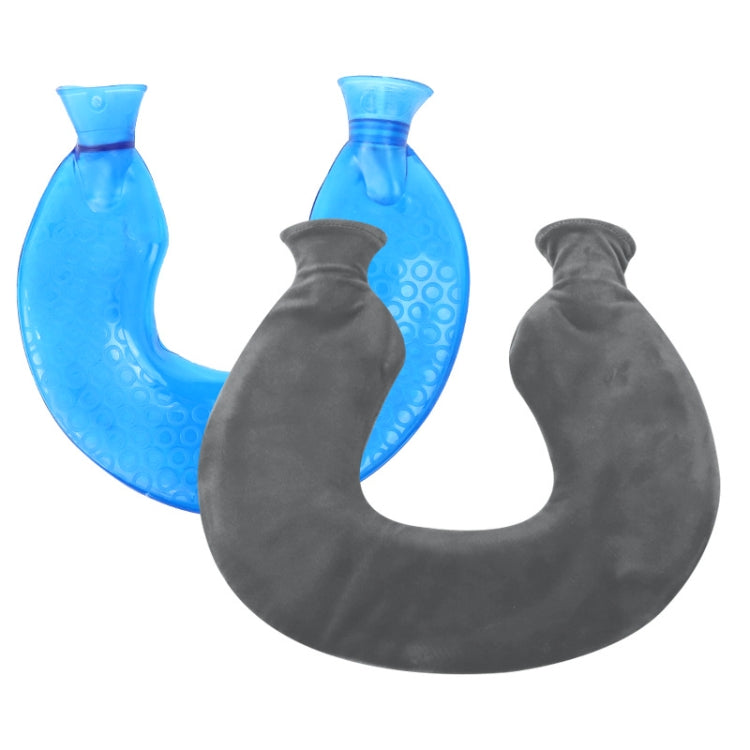 U-shaped PVC Hot Compress Shoulder And Neck Explosion-proof Water Injection Hot Water Bag(Blue + Gray Crystal) - Hot Water Bags by PMC Jewellery | Online Shopping South Africa | PMC Jewellery | Buy Now Pay Later Mobicred