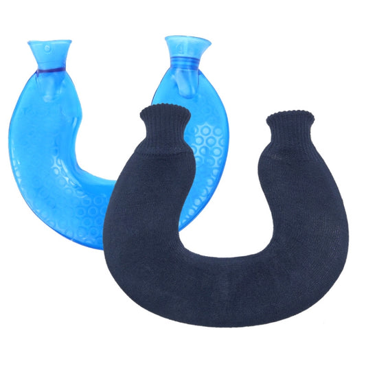 U-shaped PVC Hot Compress Shoulder And Neck Explosion-proof Water Injection Hot Water Bag(Blue + Cyan Knitted) - Hot Water Bags by PMC Jewellery | Online Shopping South Africa | PMC Jewellery | Buy Now Pay Later Mobicred