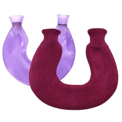 U-shaped PVC Hot Compress Shoulder And Neck Explosion-proof Water Injection Hot Water Bag(Purple + Purple Knitted) - Hot Water Bags by PMC Jewellery | Online Shopping South Africa | PMC Jewellery | Buy Now Pay Later Mobicred