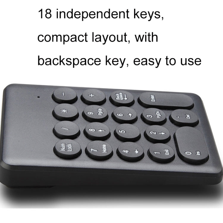 269 18 Keys Wireless Mini Numeric Keypad Accounting Bank Engineering Keypad(Black) - Wireless Keyboard by PMC Jewellery | Online Shopping South Africa | PMC Jewellery