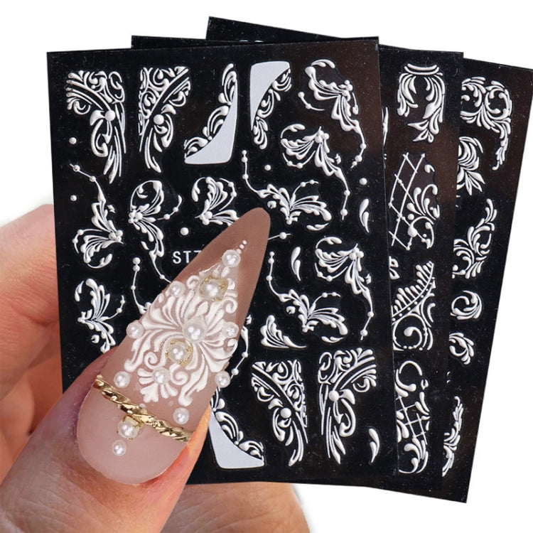 5D Three-dimensional Carved Nail Art Stickers Rose Pattern Embossed Nail Stickers(Stz-5D11) - Nail Stickers by PMC Jewellery | Online Shopping South Africa | PMC Jewellery | Buy Now Pay Later Mobicred