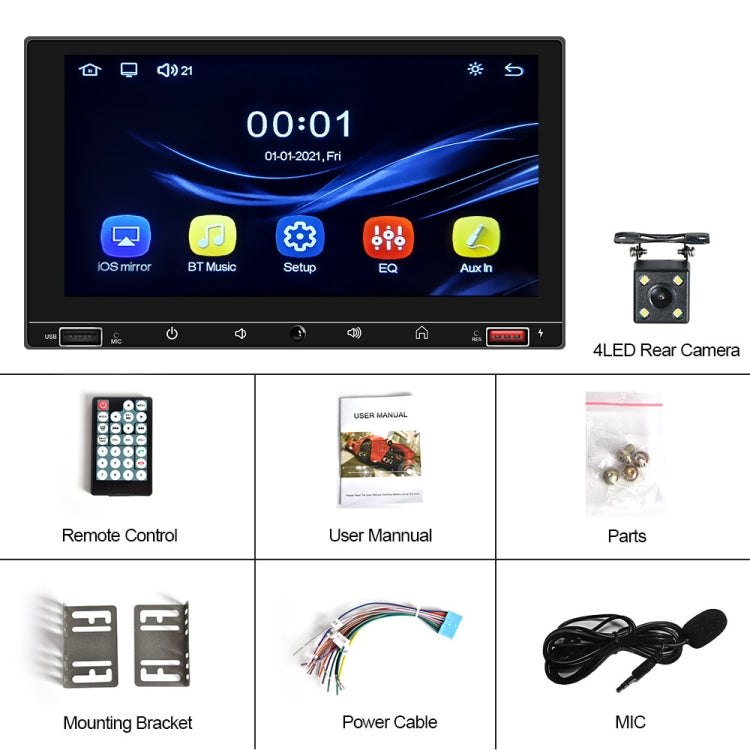 A2916 7 inch Dual-spindle Universal MP5 Car Carplay MP4 Player, Style: Standard+4 Light Camera - Car MP3 & MP4 & MP5 by PMC Jewellery | Online Shopping South Africa | PMC Jewellery | Buy Now Pay Later Mobicred