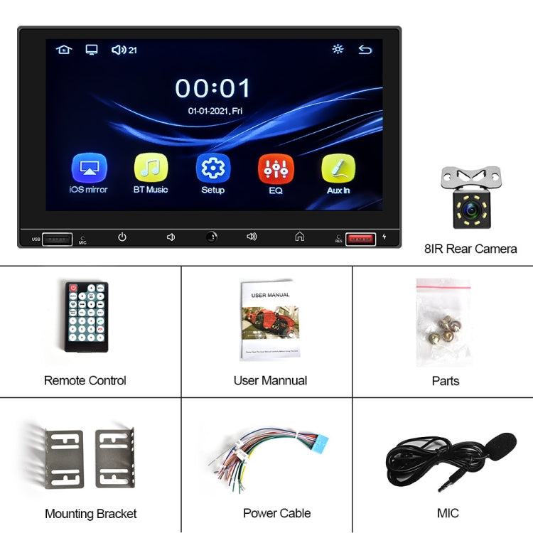 A2916 7 inch Dual-spindle Universal MP5 Car Carplay MP4 Player, Style: Standard+8 Light Camera - Car MP3 & MP4 & MP5 by PMC Jewellery | Online Shopping South Africa | PMC Jewellery | Buy Now Pay Later Mobicred