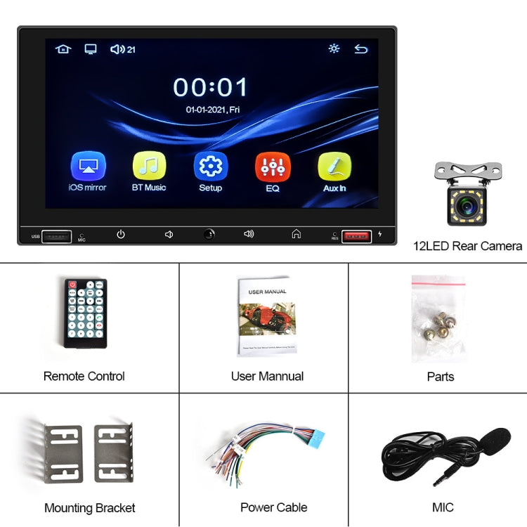 A2916 7 inch Dual-spindle Universal MP5 Car Carplay MP4 Player, Style: Standard+12 Light Camera - Car MP3 & MP4 & MP5 by PMC Jewellery | Online Shopping South Africa | PMC Jewellery | Buy Now Pay Later Mobicred