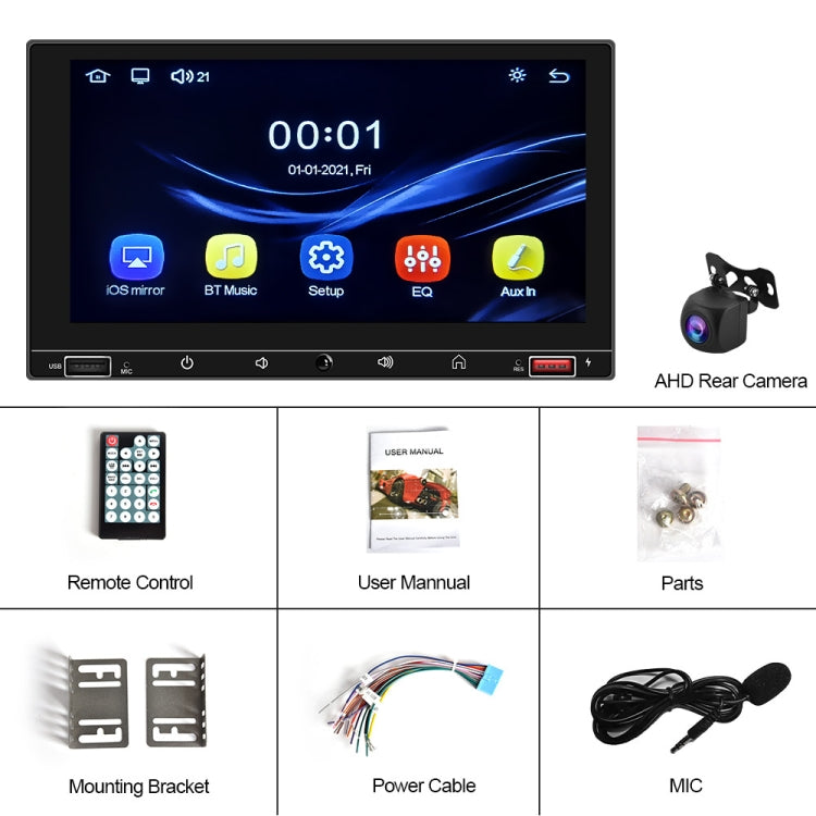 A2916 7 inch Dual-spindle Universal MP5 Car Carplay MP4 Player, Style: Standard+AHD Camera - Car MP3 & MP4 & MP5 by PMC Jewellery | Online Shopping South Africa | PMC Jewellery | Buy Now Pay Later Mobicred