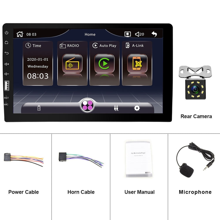 Q3570 9 inch Carplay Single Spindle MP5 Player, Style: Standard+8 Light Camera - Car MP3 & MP4 & MP5 by PMC Jewellery | Online Shopping South Africa | PMC Jewellery | Buy Now Pay Later Mobicred