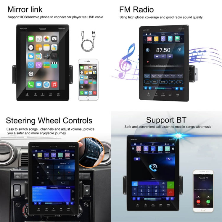C800 9.5 Inch MP5 Single Butt Carplay Player, Style: Standard+4 Light Camera - Car MP3 & MP4 & MP5 by PMC TechLife | Online Shopping South Africa | PMC TechLife | Buy Now Pay Later Mobicred
