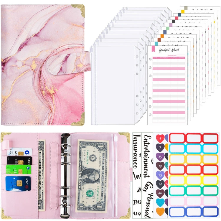 A6 Leather Loose-leaf Budget Book Handbook Notepad(Pink) - Notebooks by PMC TechLife | Online Shopping South Africa | PMC TechLife | Buy Now Pay Later Mobicred