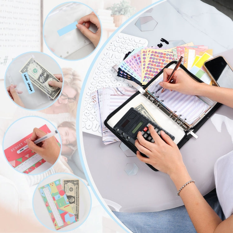 A6 Handheld Zipper Bag Type Large Capacity Cash Budget Book Handbook(Black Gray) - free shipping - PMc TechLife - Order now!