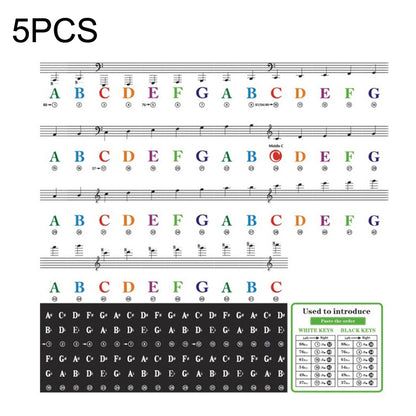 QT-0302 5PCS Children Piano Keyboard Color Stickers Musical Instrument Accessories - Keyboard Instruments by PMC Jewellery | Online Shopping South Africa | PMC Jewellery