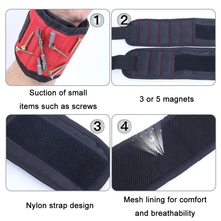 Electric Woodworking Multifunctional Powerful Magnetic Wrist Strap, Style: Five Rows Blue - free shipping - PMC TechLife - Order now!