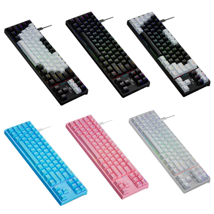 Dark Alien K710 71 Keys Glowing Game Wired Keyboard, Cable Length: 1.8m, Color: Black White Green shaft - Wired Keyboard by Dark Alien | Online Shopping South Africa | PMC Jewellery | Buy Now Pay Later Mobicred