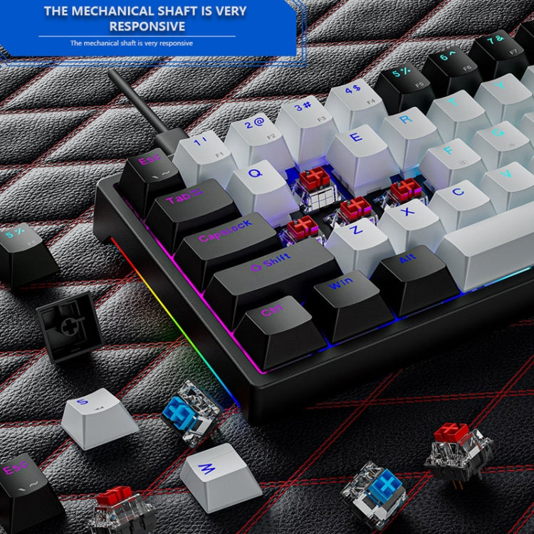 Dark Alien K710 71 Keys Glowing Game Wired Keyboard, Cable Length: 1.8m, Color: Black White Green shaft - Wired Keyboard by Dark Alien | Online Shopping South Africa | PMC Jewellery | Buy Now Pay Later Mobicred