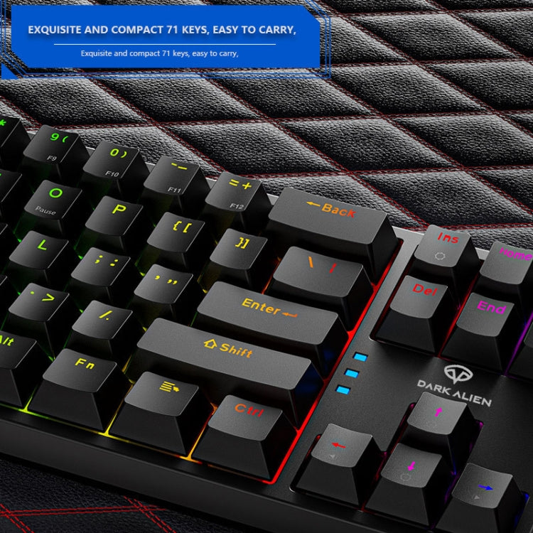 Dark Alien K710 71 Keys Glowing Game Wired Keyboard, Cable Length: 1.8m, Color: Black White Red Shaft - Wired Keyboard by Dark Alien | Online Shopping South Africa | PMC Jewellery | Buy Now Pay Later Mobicred