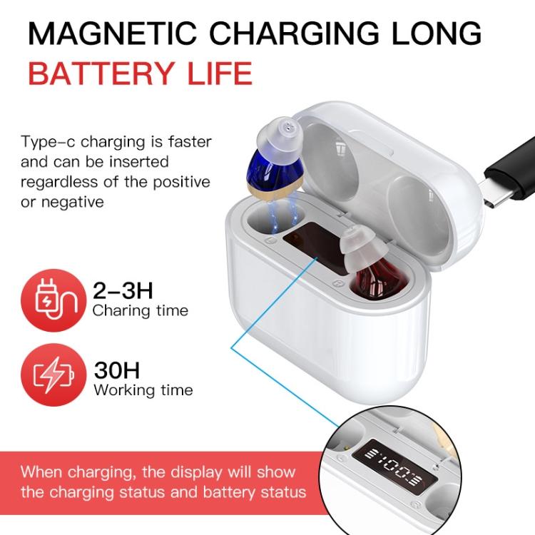 GM-912 Digital Hearing Aid Sound Amplifier With Digital Display Charging Compartment(Red Blue) - free shipping - PMC TechLife - Order now!