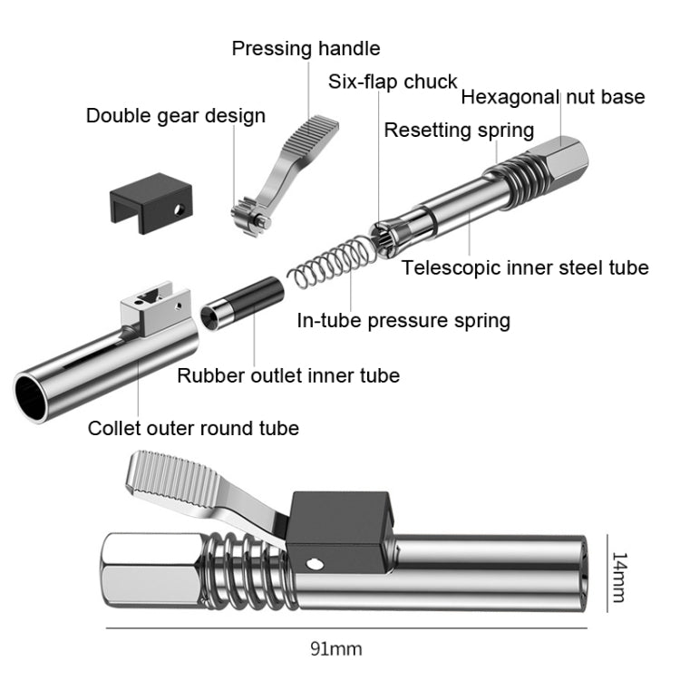 PC002 Lock Clamp Type High Pressure Grease Nozzle, Style: Butter Mouth+10 45 Degrees Heads - Other Tools by PMC TechLife | Online Shopping South Africa | PMC TechLife | Buy Now Pay Later Mobicred