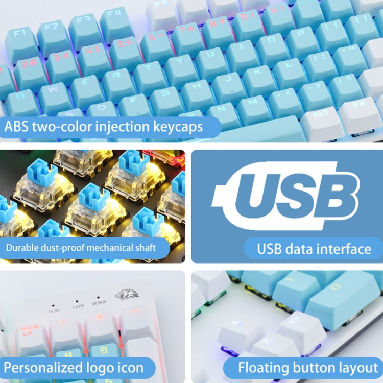 ZIYOU LANG K1 104 Keys Office Punk Glowing Color Matching Wired Keyboard, Cable Length: 1.5m(Blue White Green Axis) - Wired Keyboard by ZIYOU LANG | Online Shopping South Africa | PMC Jewellery | Buy Now Pay Later Mobicred