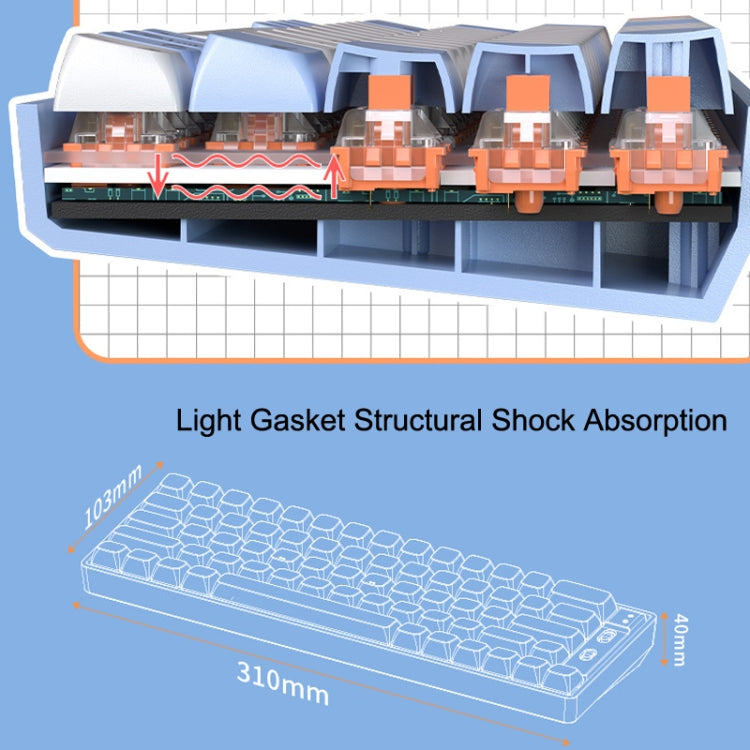 LANGTU GK65 65 Keys Wireless / Bluetooth / Wired Three Model Game Mechanical Keyboard, Cable Length: 1.5m(Sky Blue) - Wireless Keyboard by LANGTU | Online Shopping South Africa | PMC Jewellery | Buy Now Pay Later Mobicred