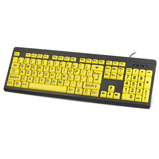 T801 104 Keys Special People Children Old Man Big Letters USB Wired Keyboard, Cable Length: 1.38m(Yellow) - Wired Keyboard by PMC Jewellery | Online Shopping South Africa | PMC Jewellery