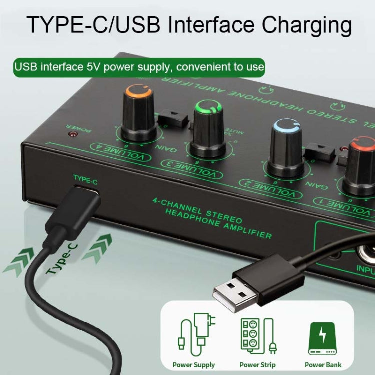 EF-4 RGB Professional 4 Channel Headphone Amplifier Studio Lossless Monitor Splitter -  by PMC Jewellery | Online Shopping South Africa | PMC Jewellery