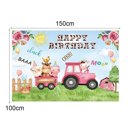 1.5m X 1m Cartoon Farm Animals Photography Backdrop Birthday Party Background Decoration(MDN12819) - Birthday Party by PMC Jewellery | Online Shopping South Africa | PMC Jewellery