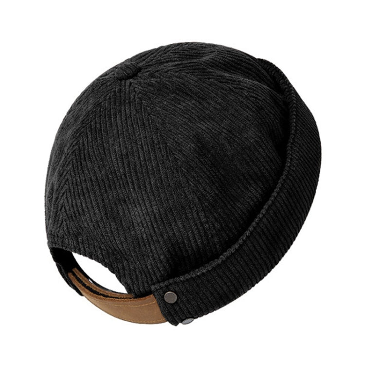 Maden TW2107199 Retro Light Core Velvet Men Leather Hat Brimsless Sailor Cap, Size: Free Code(Black) - Peaked Cap by Maden | Online Shopping South Africa | PMC Jewellery