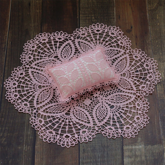 Hollow Lace Round Blanket + Pillow Suit Baby Photography Props(Pink) - Baby Photo Props by PMC Jewellery | Online Shopping South Africa | PMC Jewellery | Buy Now Pay Later Mobicred