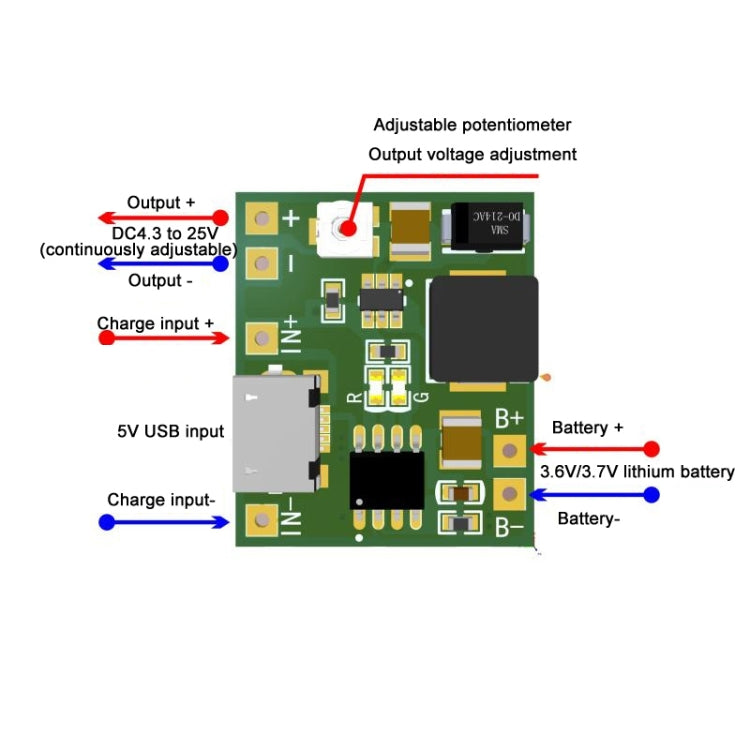 3.7V 18650 Single Cell Lithium Battery Adjustable Boost Voltage Converter Module With Charging Circuit - Boards & Shields by PMC Jewellery | Online Shopping South Africa | PMC Jewellery