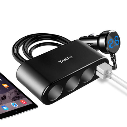 YANTU One Tow Three Car Digital Electronic Dual USB Cigarette Lighter, Specification: 3 Holes - Cigar Socket by YANTU | Online Shopping South Africa | PMC Jewellery | Buy Now Pay Later Mobicred