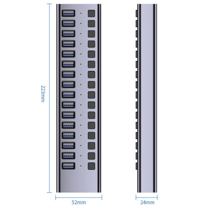 HS-716MG USB3.0 Aluminum Alloy Gray 10 Ports 12V/4A Extension Docking Computer Camera HUB - USB 3.0 HUB by PMC Jewellery | Online Shopping South Africa | PMC Jewellery | Buy Now Pay Later Mobicred