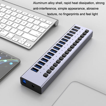 HS-716MG USB3.0 Aluminum Alloy Gray 10 Ports 12V/4A Extension Docking Computer Camera HUB - USB 3.0 HUB by PMC Jewellery | Online Shopping South Africa | PMC Jewellery | Buy Now Pay Later Mobicred