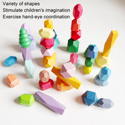 16 Grains Pine Original Color Children Early Teachings Stack Stone Building Blocks Wood Stack Stone Toys - Building Blocks by PMC Jewellery | Online Shopping South Africa | PMC Jewellery | Buy Now Pay Later Mobicred