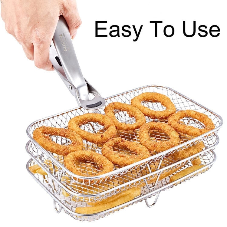 Air Fryer Accessories Three-Layer Steam Rack Stackable Dehydration Rack(Rectangle) - free shipping - PMC TechLife - Order now!