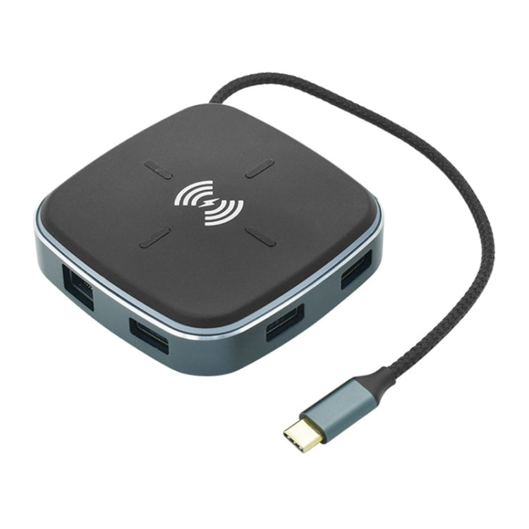 AY95 9 In 1 TYPE-C/USB-C HUB Extended Dock Wireless Fast Charging Concentrator(Black) - USB HUB by PMC Jewellery | Online Shopping South Africa | PMC Jewellery | Buy Now Pay Later Mobicred