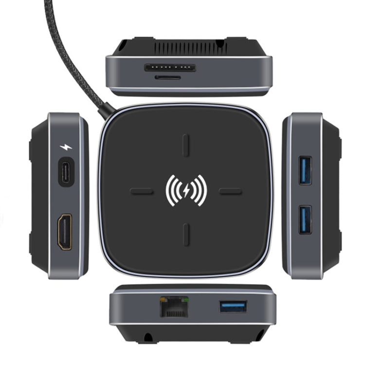 AY95 9 In 1 TYPE-C/USB-C HUB Extended Dock Wireless Fast Charging Concentrator(Black) - USB HUB by PMC Jewellery | Online Shopping South Africa | PMC Jewellery | Buy Now Pay Later Mobicred