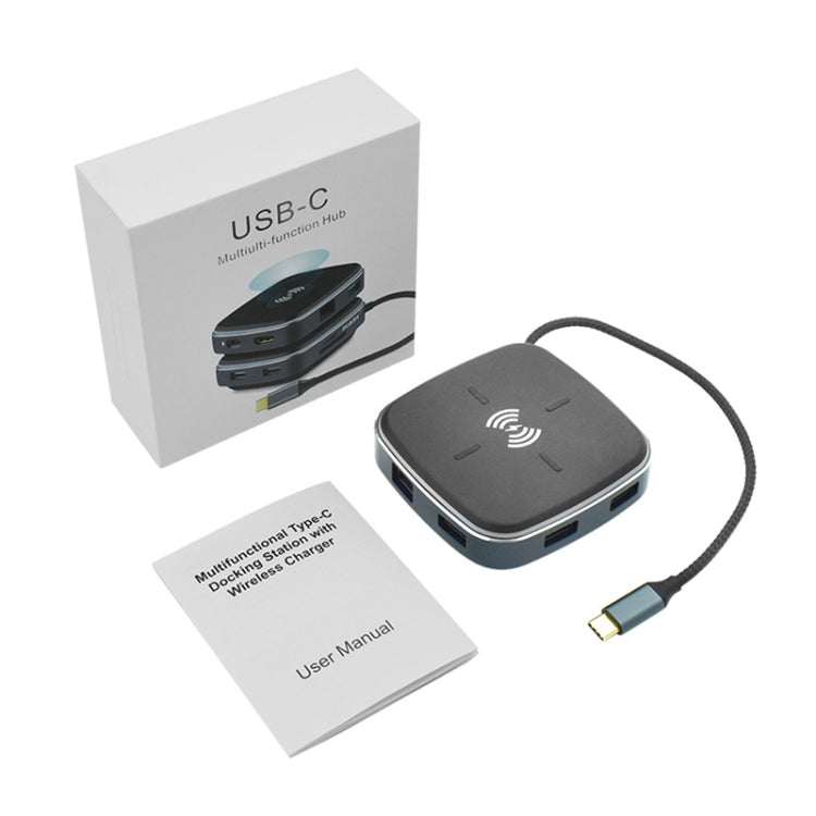 AY95 9 In 1 TYPE-C/USB-C HUB Extended Dock Wireless Fast Charging Concentrator(Black) - USB HUB by PMC Jewellery | Online Shopping South Africa | PMC Jewellery | Buy Now Pay Later Mobicred