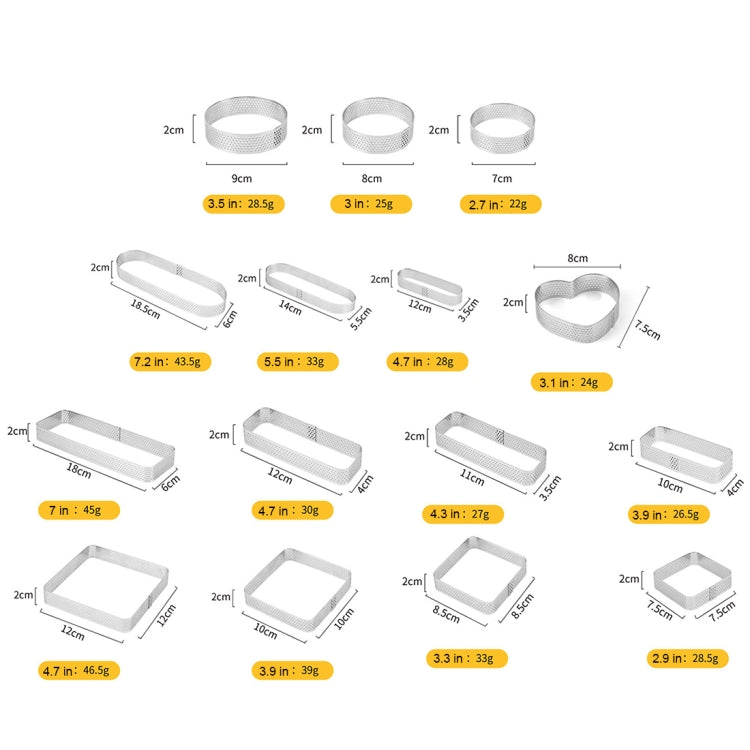 BN1006 Stainless Steel Mousse Circle Thickened Perforated Cake Mold DIY Baking Tools, Specification: Oval 7.2 inches - Food Molds by PMC Jewellery | Online Shopping South Africa | PMC Jewellery