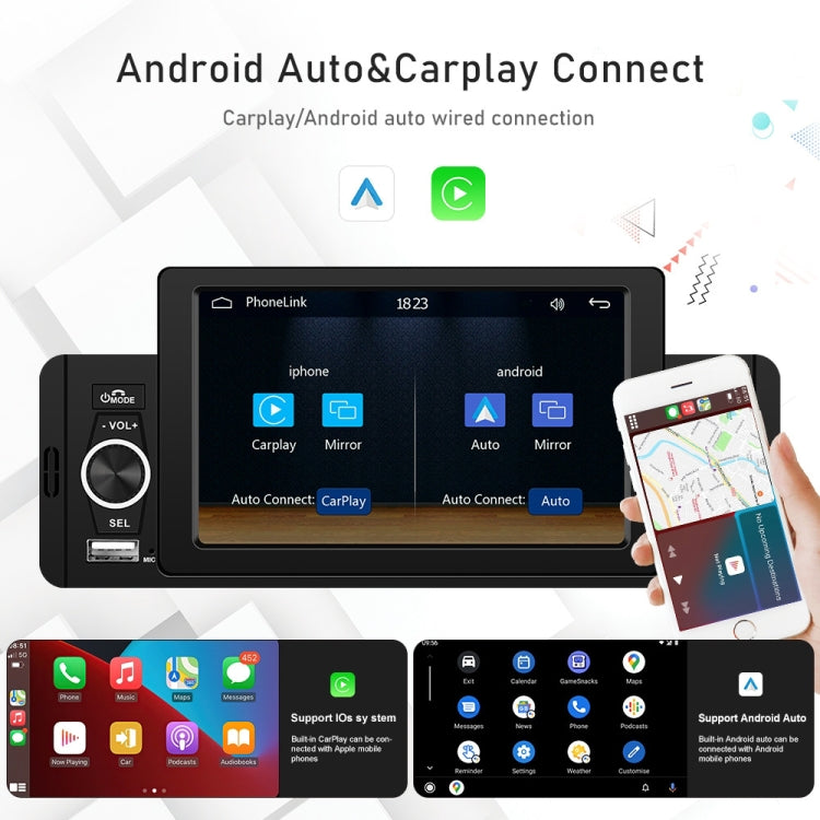 A3107 5 inches Car MP5 Wired CarPlay Universal Bluetooth Player With Microphone, Style: Standard - Car MP3 & MP4 & MP5 by PMC Jewellery | Online Shopping South Africa | PMC Jewellery