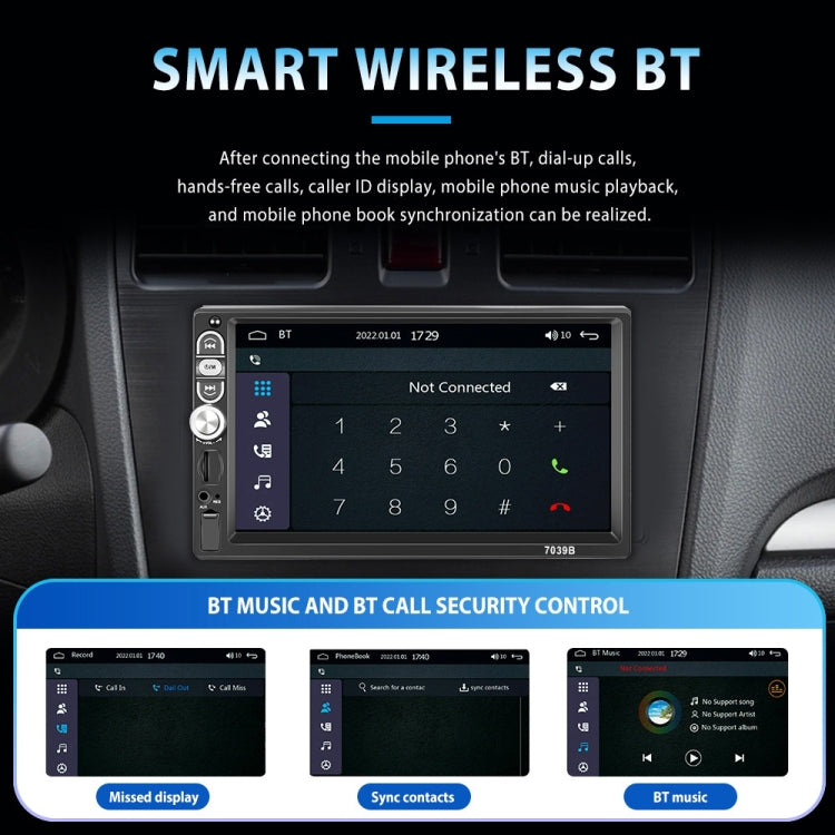 A3061 7 Inches MP5 Bluetooth Player Universal Wired CarPlay Reversing Image Integrated, Style: Standard+4 Lights Camera - Car MP3 & MP4 & MP5 by PMC Jewellery | Online Shopping South Africa | PMC Jewellery | Buy Now Pay Later Mobicred