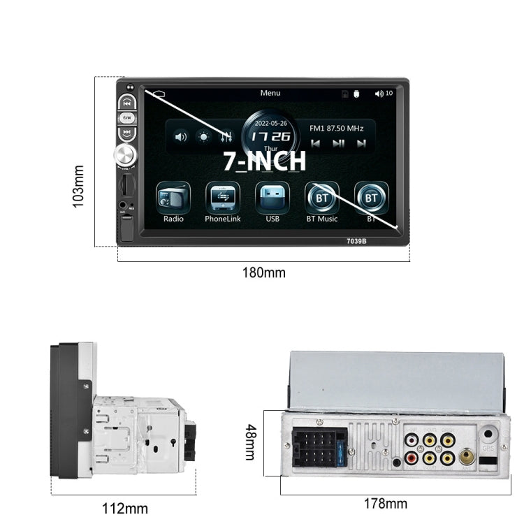 A3061 7 Inches MP5 Bluetooth Player Universal Wired CarPlay Reversing Image Integrated, Style: Standard+8 Lights Camera - Car MP3 & MP4 & MP5 by PMC Jewellery | Online Shopping South Africa | PMC Jewellery | Buy Now Pay Later Mobicred