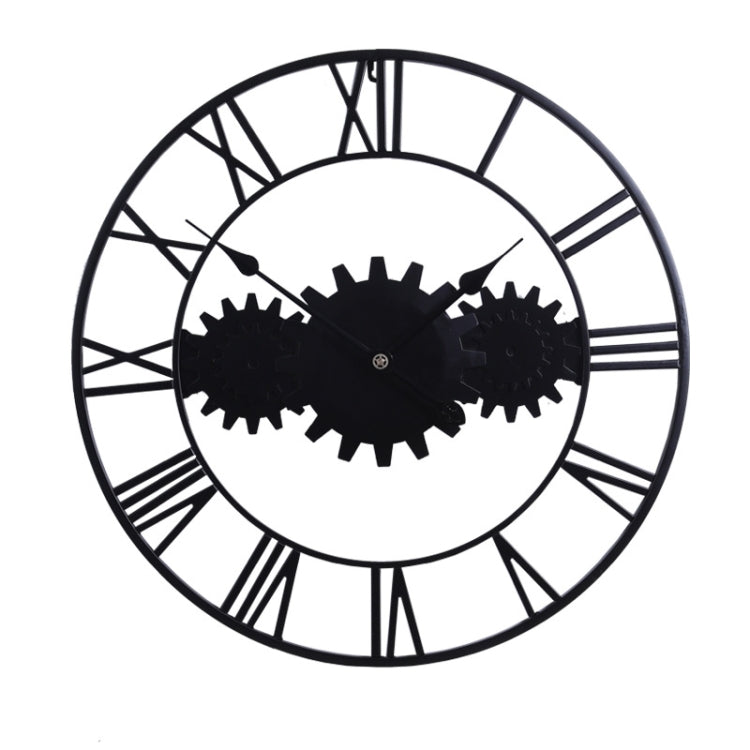 60cm Vintage Iron Round Gear Wall Clock Silent Large Art Clock(Gold+Gold Needle) - Wall Clock by PMc TechLife | Online Shopping South Africa | PMc TechLife | Buy Now Pay Later Mobicred